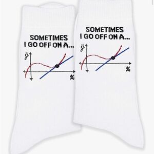 White Graphic Crew Socks - "Sometimes I Go Off On A..."